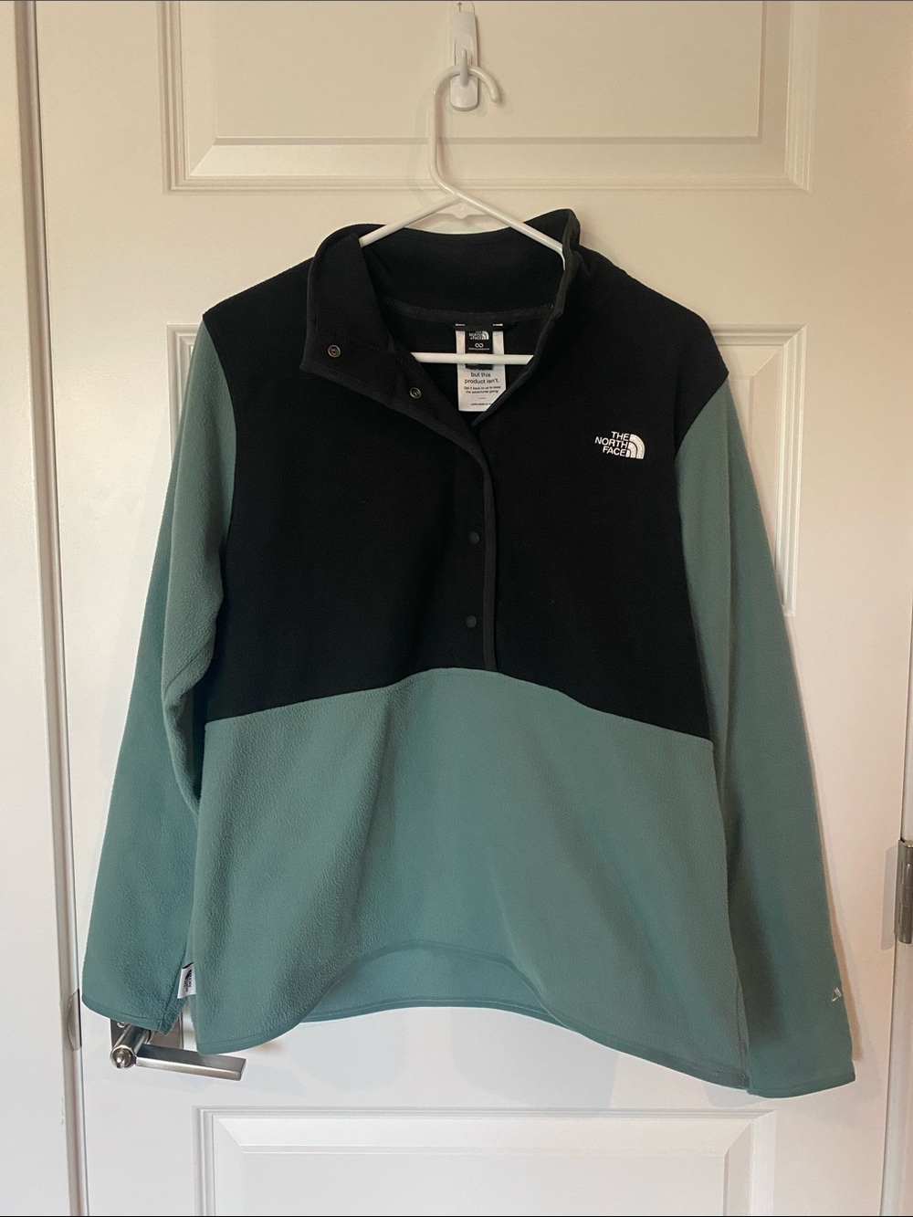 The North Face Black & Sage Green Snap-Pullover Fleece
